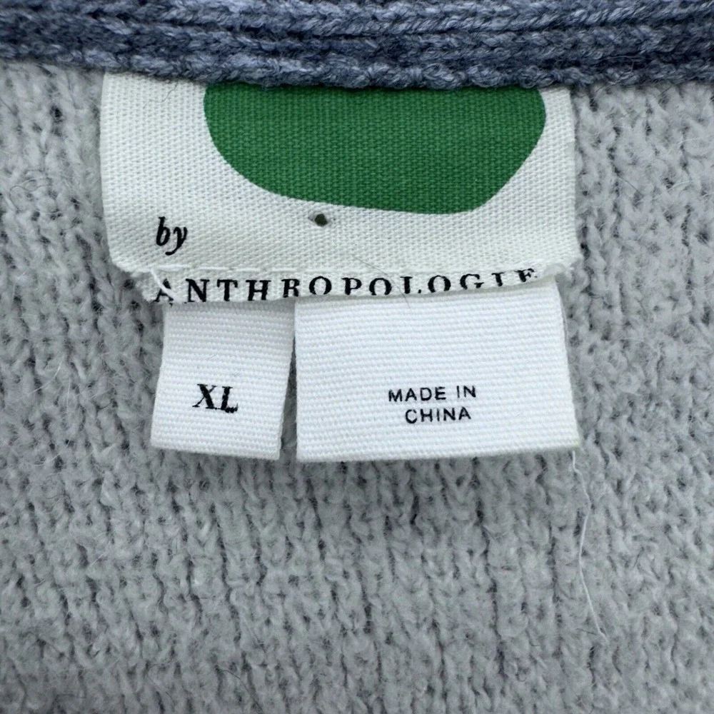 Anthropologie Asymmetric Zip Knit Moto Jacket‎ Sweater Grey Ivory XL